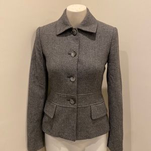 Banana Republic Gray Herringbone Wool single Breast Blend Blazer Jacket sz 0